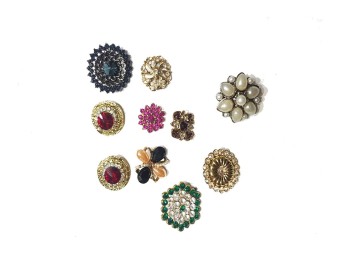 Rhinestone Work Designer Assorted Buttons- Pack of 10 pieces