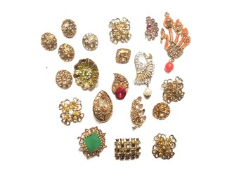 Golden Rhinestone Work Designer Assorted Buttons- Pack of 20 pieces