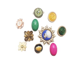 Enamel Rhinestone Work Designer Assorted Buttons- Pack of 10 pieces