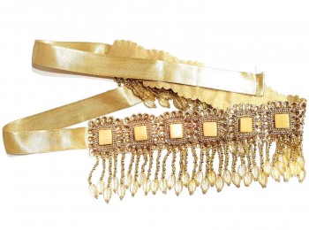 Golden Color Hand Embroidery Fancy Belts for dresses, lehngas, sarees, etc.(adjustable)