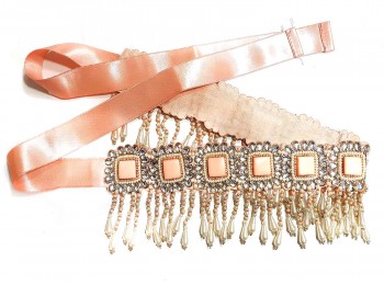 Peach Color Hand Embroidery Fancy Belts for dresses, lehngas, sarees, etc.(adjustable)