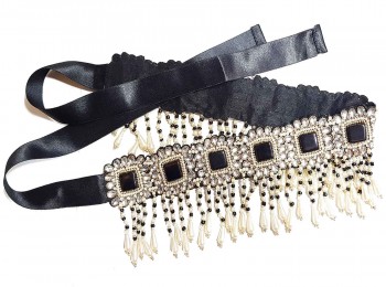 Black Color Hand Embroidery Fancy Belts for dresses, lehngas, sarees, etc.(adjustable)