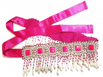Magenta Color Hand Embroidery Fancy Belts for dresses, lehngas, sarees, etc.(adjustable)