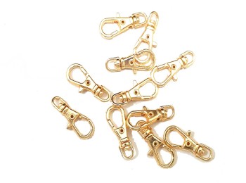 Golden Lobster Clasp Swivel Hooks webbing bag strap hardware connector, Carabiner hook for bags, keychains etc.-SMALL SIZE