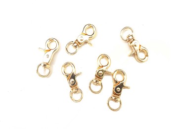 Golden Lobster Clasp Swivel Hooks With Round Ring webbing bag strap hardware connector, Carabiner hook for bags, keychains etc.