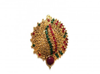 Golden Color Stone Work Fancy Stitchable  Brooch - without pin