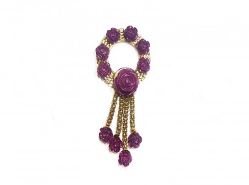 Purple Color Fancy Brooch Stitchable - Without Pin