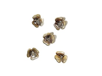 Golden Color Flower Design Brooches - with back pin