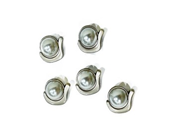 Matte Grey Color Designer Brooches with Center Pearl - with back pin