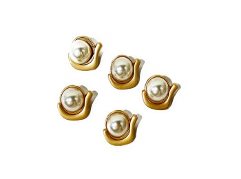 Matte Golden Color Designer Brooches with Center Pearl - with back pin