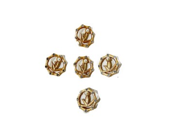 Matte Golden Color Designer Brooches with Center Pearl - with back pin