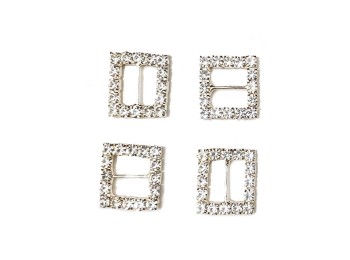 Silver Rhinestone small size slider buckles, ribbon sliders, small size buckles for garment decor, art and craft etc.