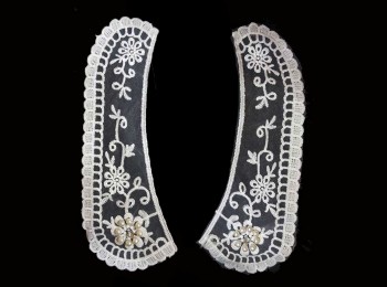 Off-White Color Pearl and Thread Work Designer Embroidery Collar for Shirts etc.