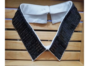 Black Sequins Work Designer Embroidery Collar for Shirts etc.