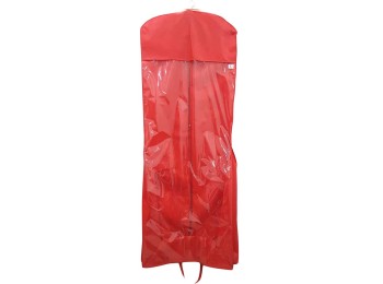Red Color Non Woven Wedding Lehenga Gown Long Dress Garment Cover Bags 63" with 12" Gusset with Back Zip