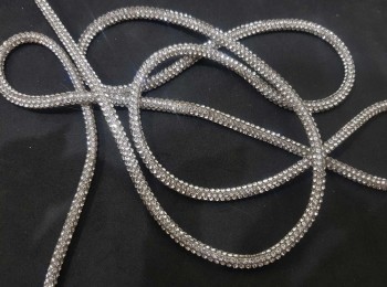 Silver Color Rhinestone Cord/Chain/Dori Rhinestone Strips for Dresses, Tops, DIY etc.