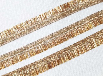 Golden color light weight fringes lace Kiran Lace for dupattas