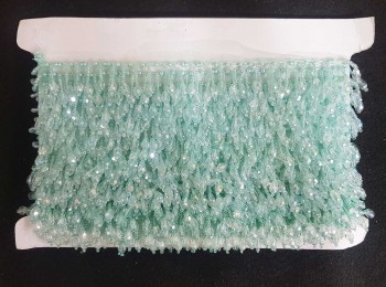 Light Green Crystal Beaded Tassel Fringe Lace Trim
