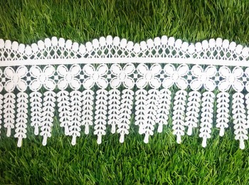 White color Light Shade Dyeable Fringes GPO Laces