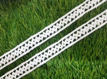 White Connector Cotton GPO Lace Crochet Lace for Dupatta, suits, cusions etc. (light Shade dyeable)