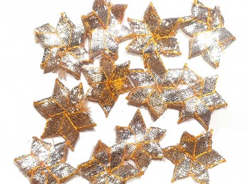 Silver Yellow Star Shape Gota Patti Patches For Embroidery, Decoration, Crafting etc.