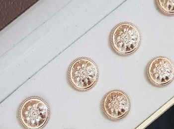 Golden Flower Design Round Shape Coat Buttons / Blazer Buttons