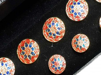 Red Round Shape Fancy Buttons for Coats, Sherwani, etc.