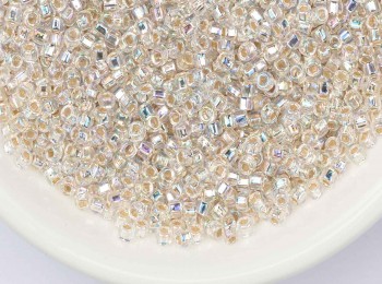 Glass Beads Silver Rainbow Square Hole (MGBGB0010 )