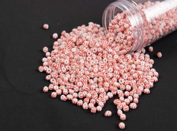 Red-White Color Round Shape Marble beads MRBD0025