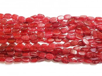 Red Color Printed Marble Beads