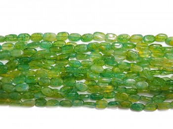 Blueish Green Color Printed Marble Beads