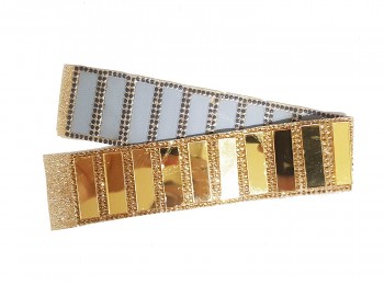 Golden Color Fancy Hotfix Mirror Stripes