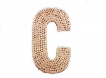 Light Peach Color 'C' Alphabet Beads Work Patch/Applique