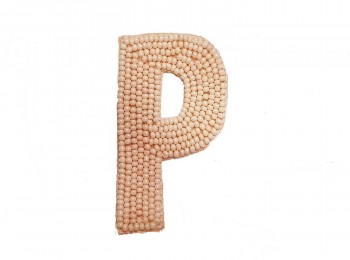 Light Peach Color 'P' Alphabet Beads Work Patch/Applique
