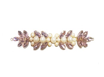 Light Pink color Pearl and Rhinestone Work Fancy Belt Metal Patch