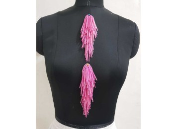 Pink Color Glass Beads Work Fancy Patch