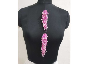 Light Pink Color Glass and Pearl Beads Work Fancy Patch