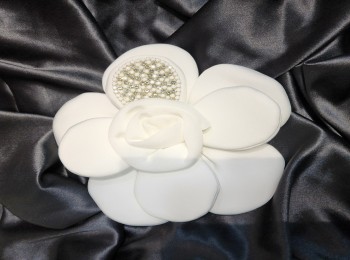 White Color Designer Flower Patch with stonework for suits dresses gowns etc