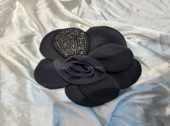 Black Color Designer Flower Patch with stonework for suits dresses gowns etc