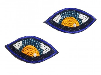 Royal Blue-Black Eye Shape Hand Embroidery Patch