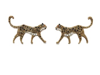 Golden Leopard Cheetah Patch Beads Work Embroidery Patch - 2 pieces