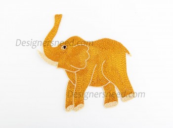 Machine Embroidery Patch Mustard Elephant Shape (PATME0006)