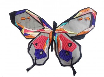 Multi Color Butterfly Shape Thread Work Machine Embroidery Patch/Applique