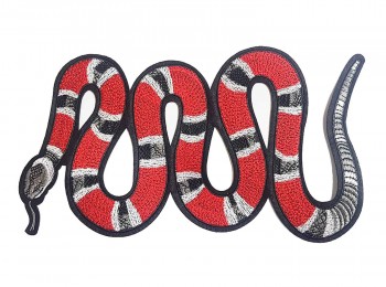 Black-Red Snake Shape Thread Work Machine Embroidery Patch