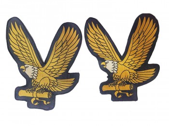 Mustard Color Eagle Shape Thread Work Machine Embroidery Patch