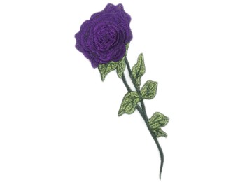Purple Rose Embroidered Sew/Iron on Patches, Cloth Sticker Patches for Clothing, Applique Patches for Clothes, Flower Embroidery Patch Jeans Backpack Iron Dress Badge DIY