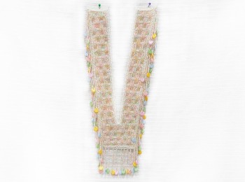 Pastel Multi color Beads Work V-Neck Patch Neck Applique Neckline