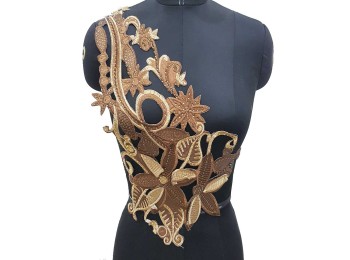 Brown color Threadwork Embroided Kurti/Dress Designer Patch Applique