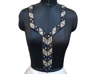 Black-Golden Color Embroided Kurti/Dress Designer Neck Patch/Applique