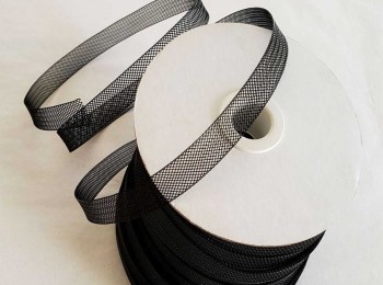 Stiff Black Polyester Horsehair Trim Braid Hem/Plastic Net for Sewing Wedding Dress Gowns-12 mm,  pack of 50 yrads
